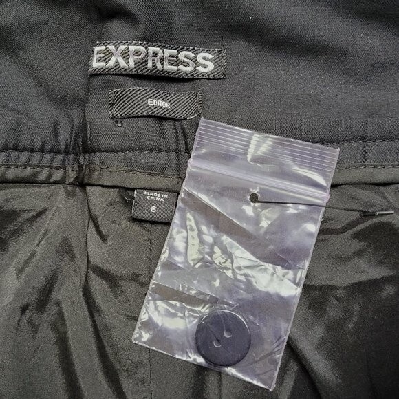 EXPRESS NEW Minimalist EDITOR Herringbone Faux Leather Trim Wide Leg Trouser 6 - Picture 5 of 12